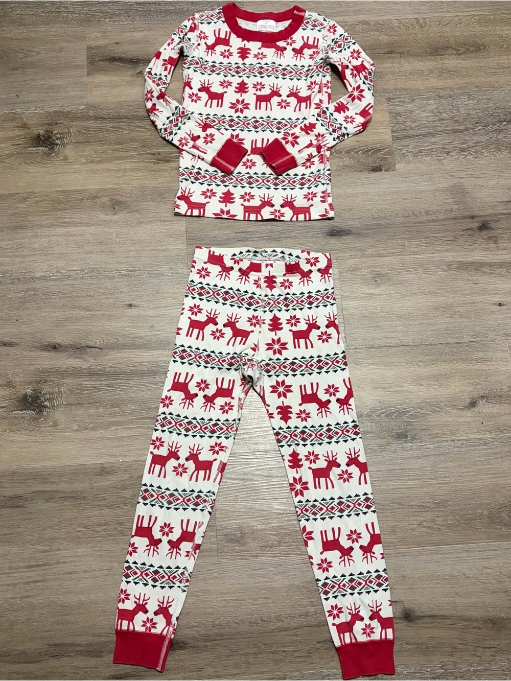 Hanna Andersson Kids Red Reindeer Holiday Pajama Set Size 8
